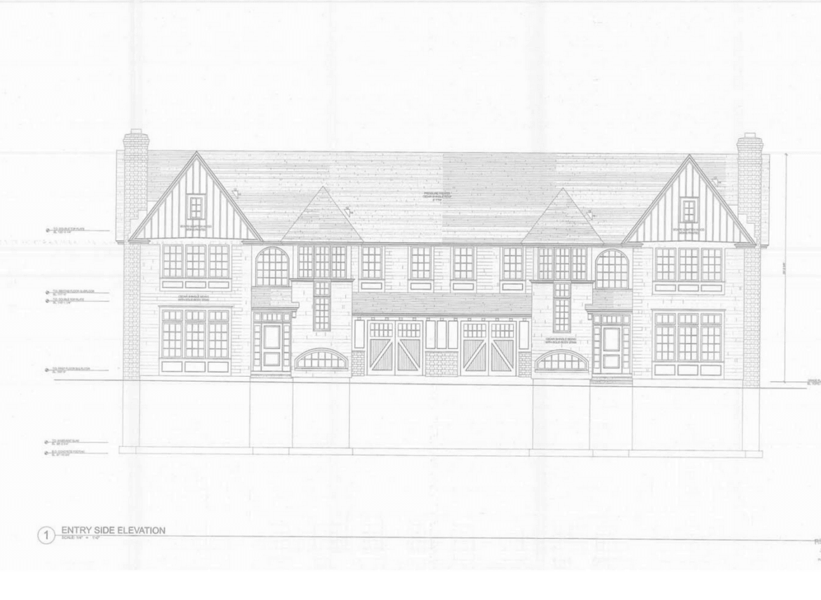 Rendering of side elevation of proposed 2-family house on 59 East Elm Street