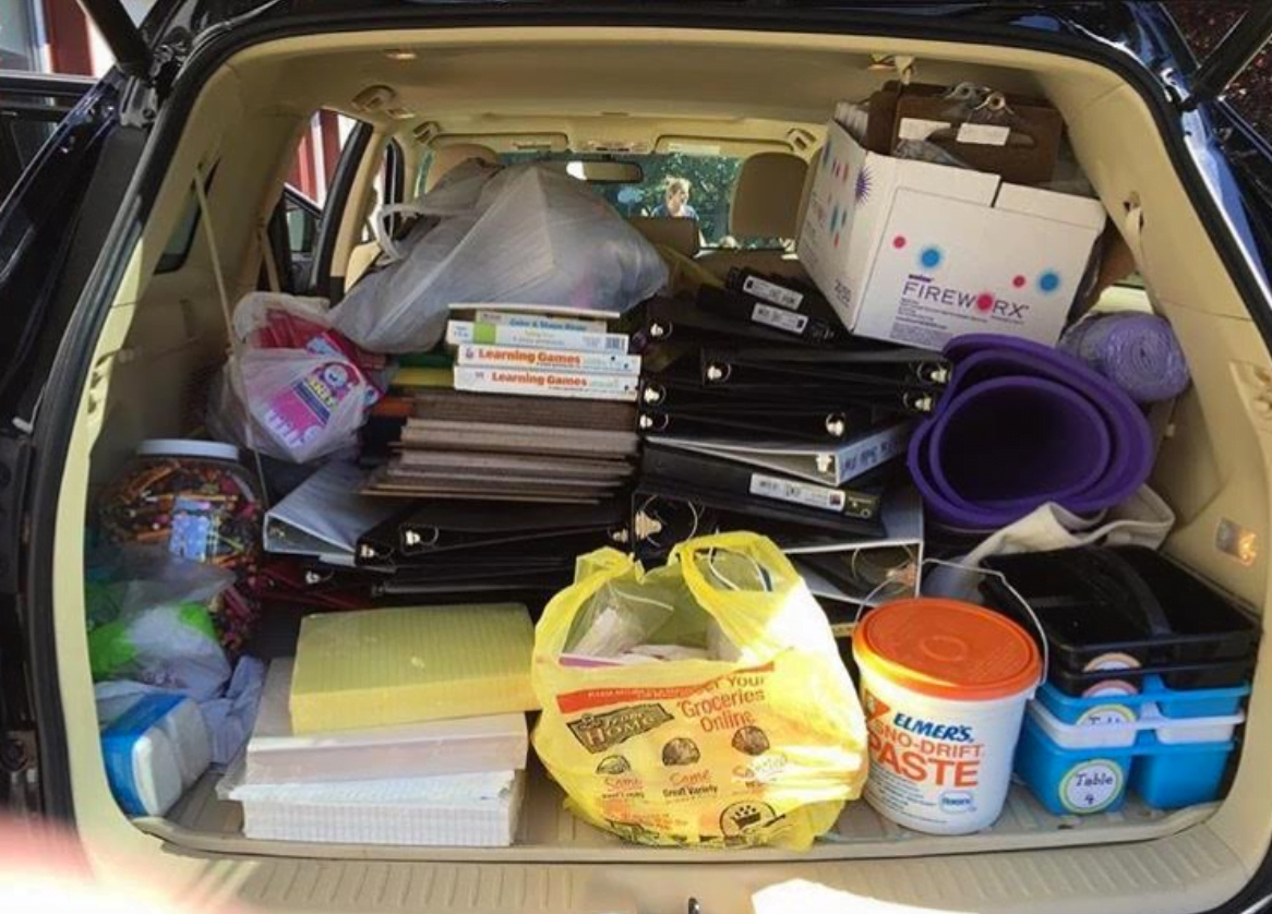 Some of the donated school supplies collected by the Education for All Club at Greenwich High School. Contributed photo
