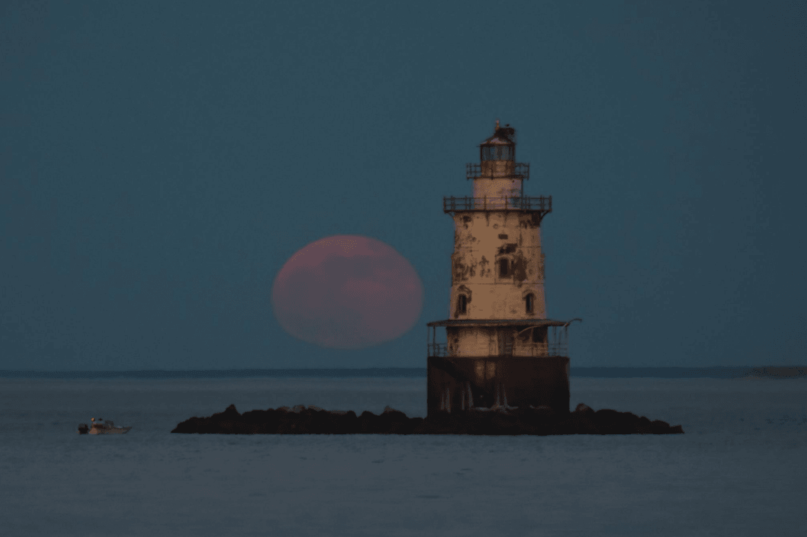 Strawberry Moon photographed at Rocky Point, June 9, 2017 Photo: Patty Doyle 