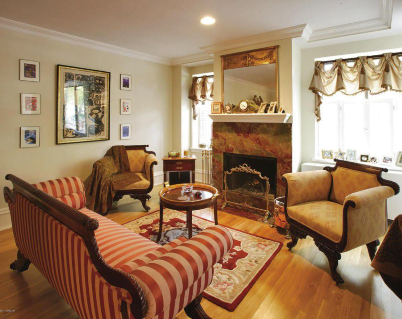 Living room at 15 Lafayette Court in Greenwich.