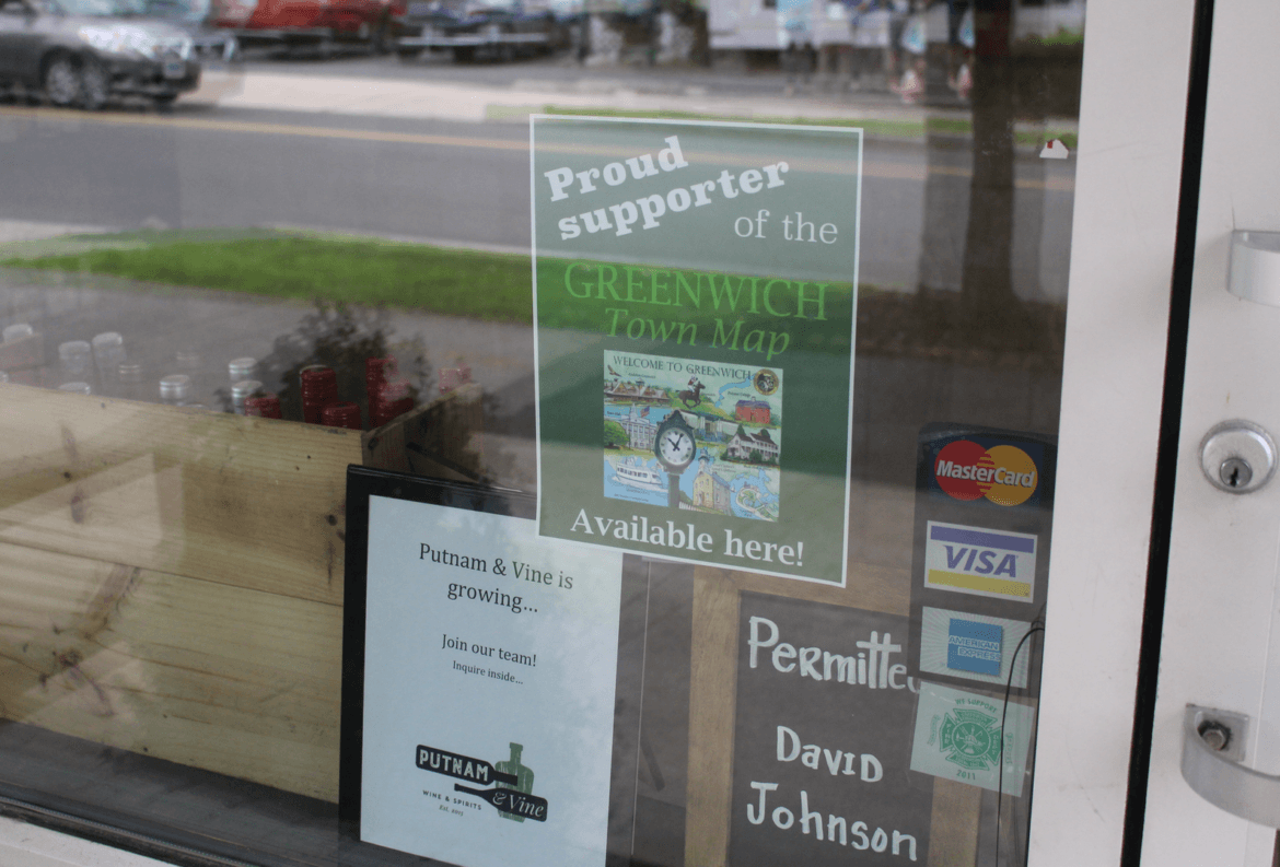 Map of Greenwich is available at Putnam & Vine across the street from the Greenwich Association of Realtors. 