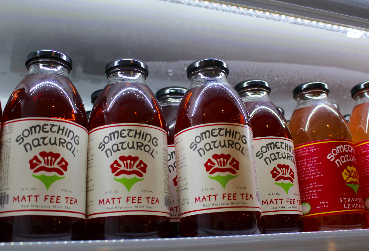 Matt Fee Tea features hibiscus and mint and is a staple of Something Natural's beverage display.