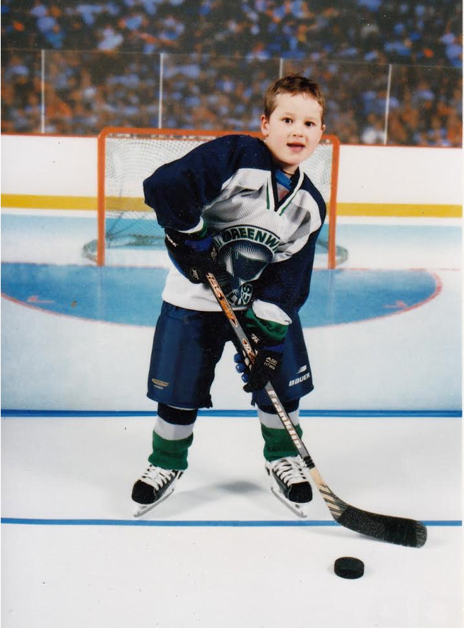 Jack Badini as a young hockey player with Greenwich Blues. Contributed photo