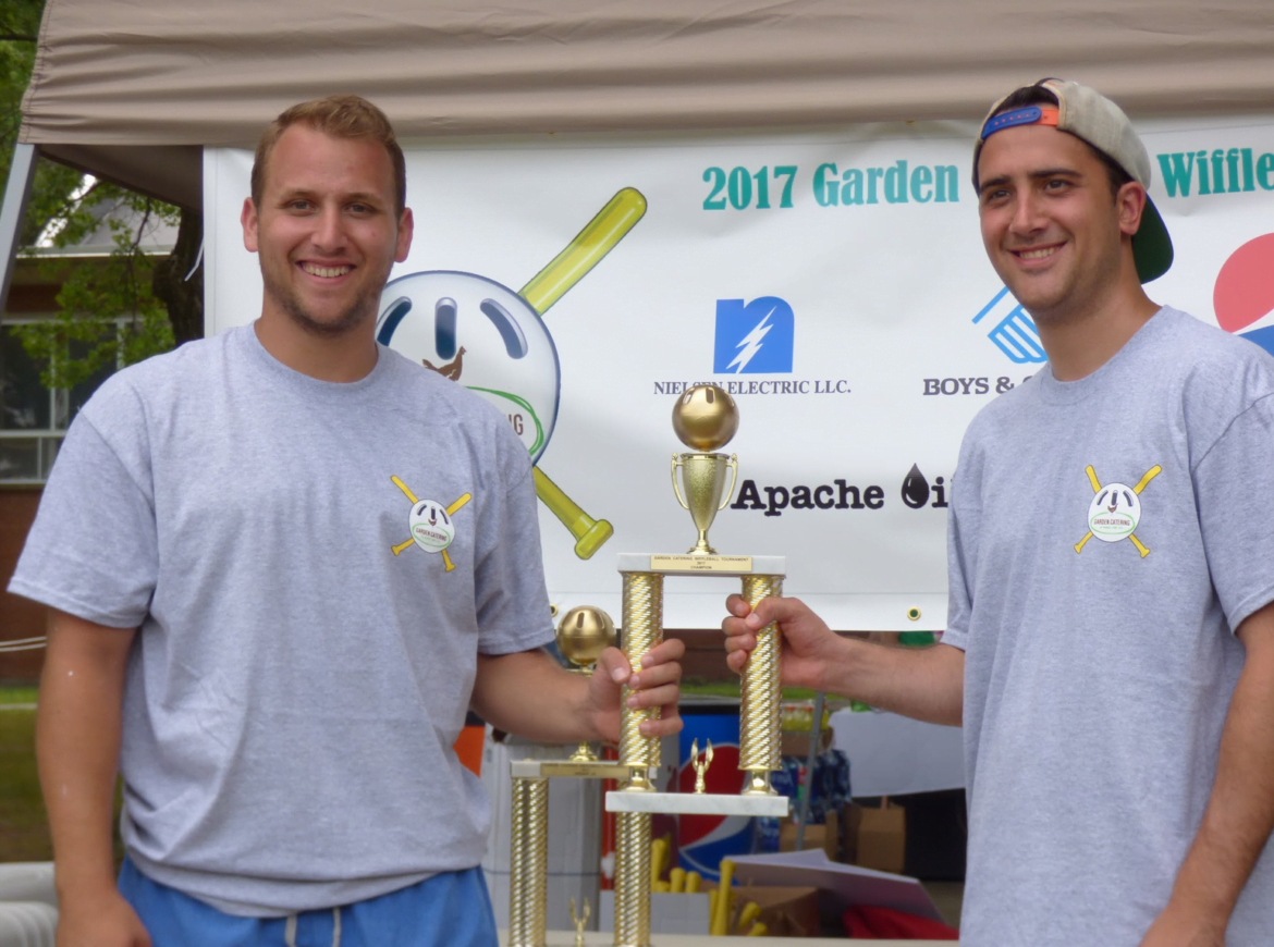 The first place trophy being grasped by the organizers of the event, Adam Franchella and Collin Thaw, July 22, 2017 Credit: Matt Bonaparte