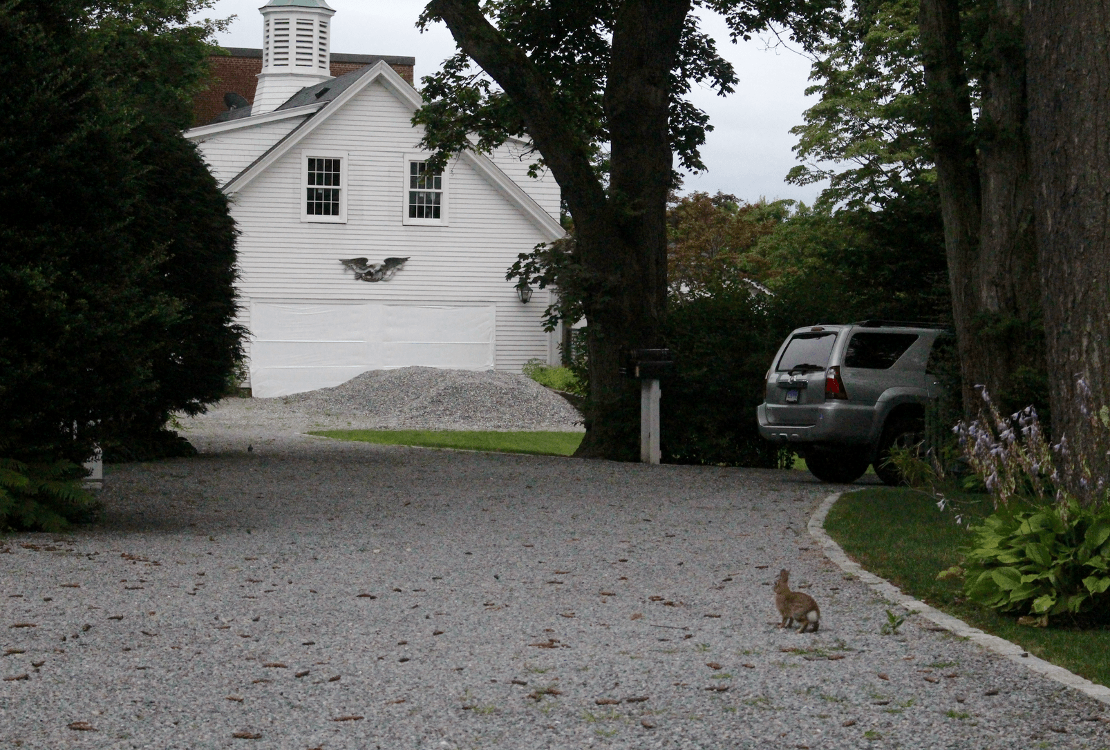 Driveway with view of carriage house at 45 Patterson Ave.