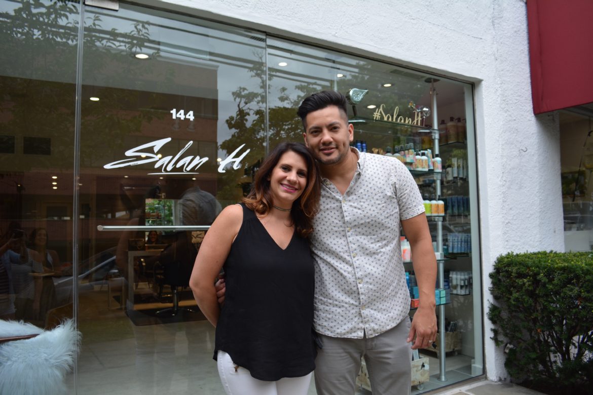 Daniela and Alan Hernandez, Salan H owners, in front of their salon. Photo: Sadie Smith