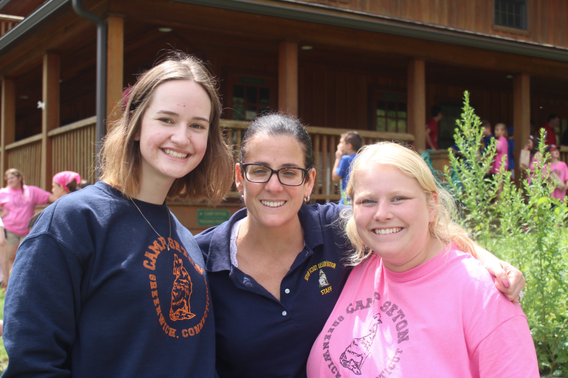 Caroline Pannone, Emelia Shiro and Emma Lunder at Camp Seton on Aug 8, 2017 Photo: Leslie Yager