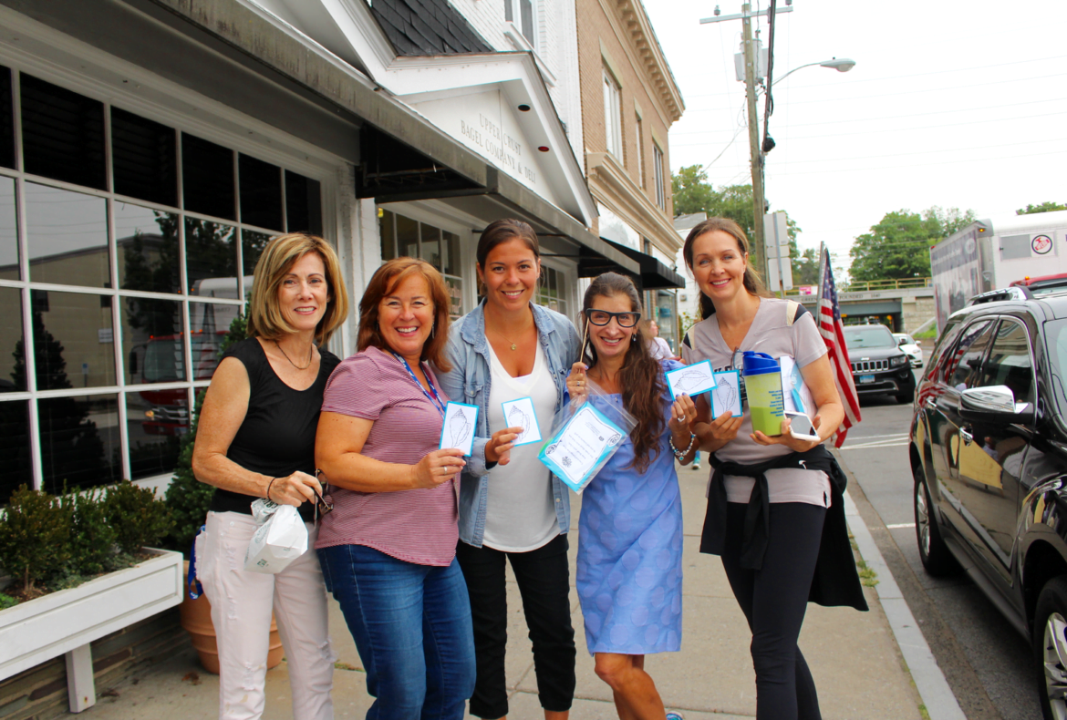 Old Greenwich School teachers made a stop at Upper Crust Bagel in the village of Old Greenwich on Tuesday. The scavenger hunt was a team building and community building exercise. Aug 29, 2017 Photo Leslie Yager