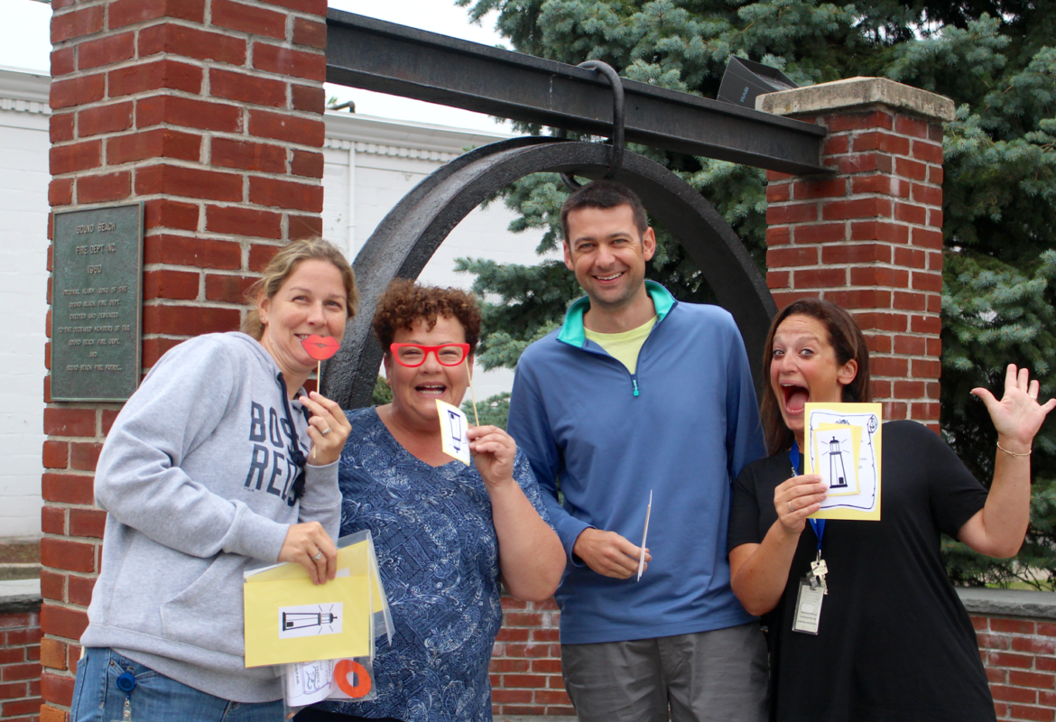 Old Greenwich School teachers were instructed to take a photo outside the fire station during Tuesday's scavenger hunt, a team building and community building exercise. Aug 29, 2017 Photo Leslie Yager