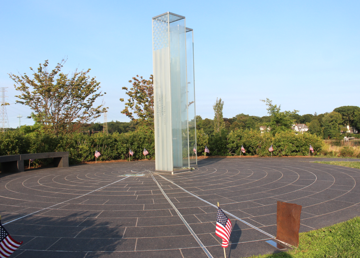 The 911 memorial monument at Cos Cob Park. Sept 11, 2017 Photo: Leslie Yager