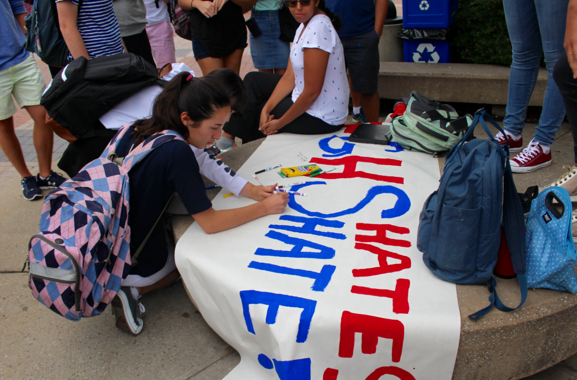 GHS students signed a banner that said "#GHSHatesHate!" on Sept 6, 2017 Photo: Leslie Yager