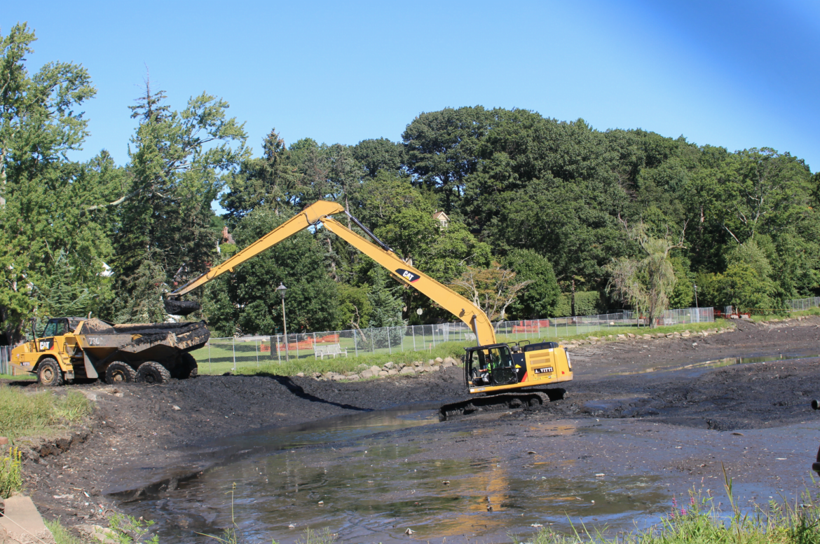 Binney park pond dredge progress. Sept 9, 2017 Photo: Leslie Yager