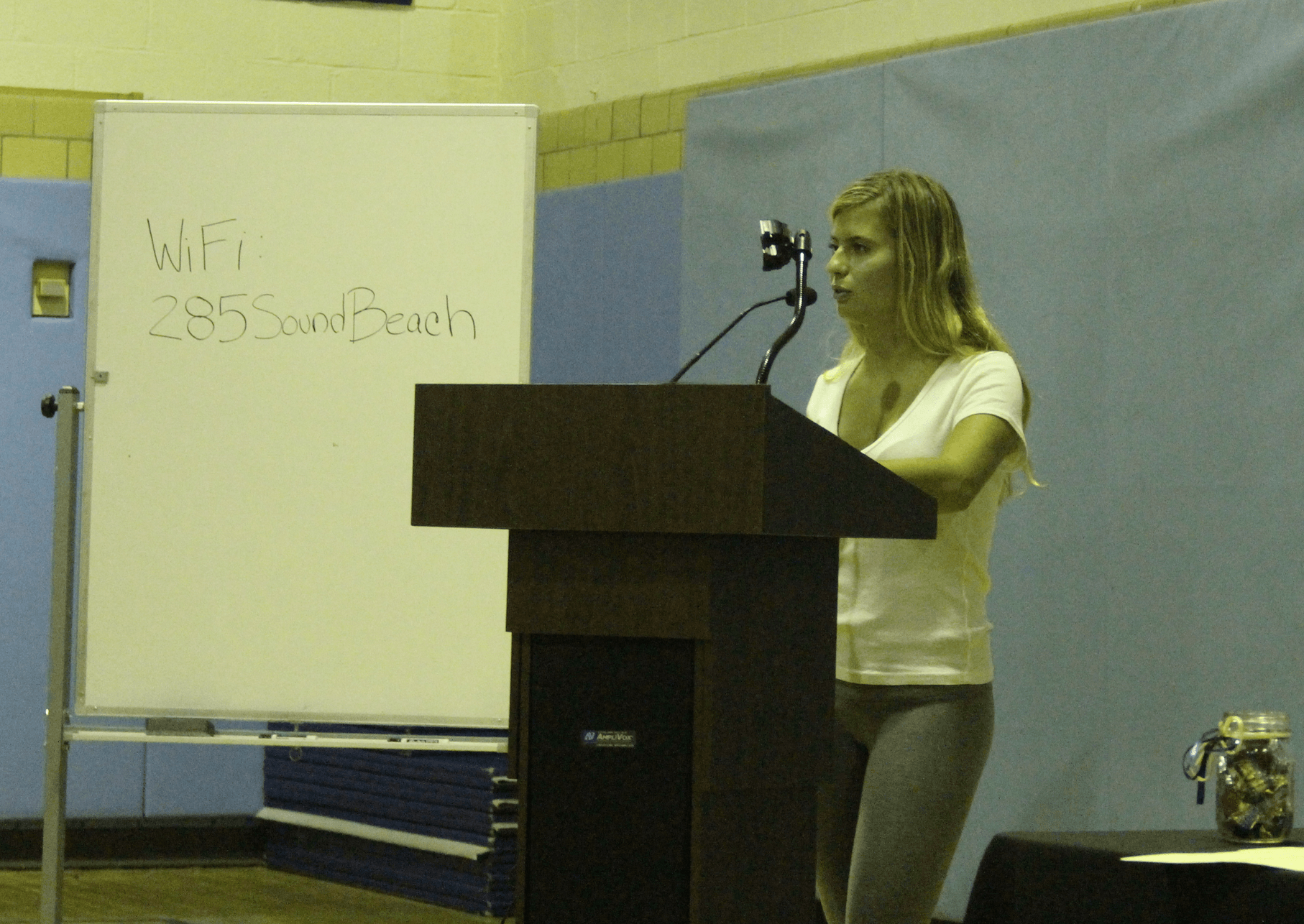GHS student Isabella Roth addressed the Board of Education, Sept. 14, 2017 Photo: Leslie Yager
