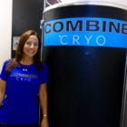 Christine Vitale, co-owner of Combine Training, pictured with the gym's new Cryosauna. Photo: James Finn