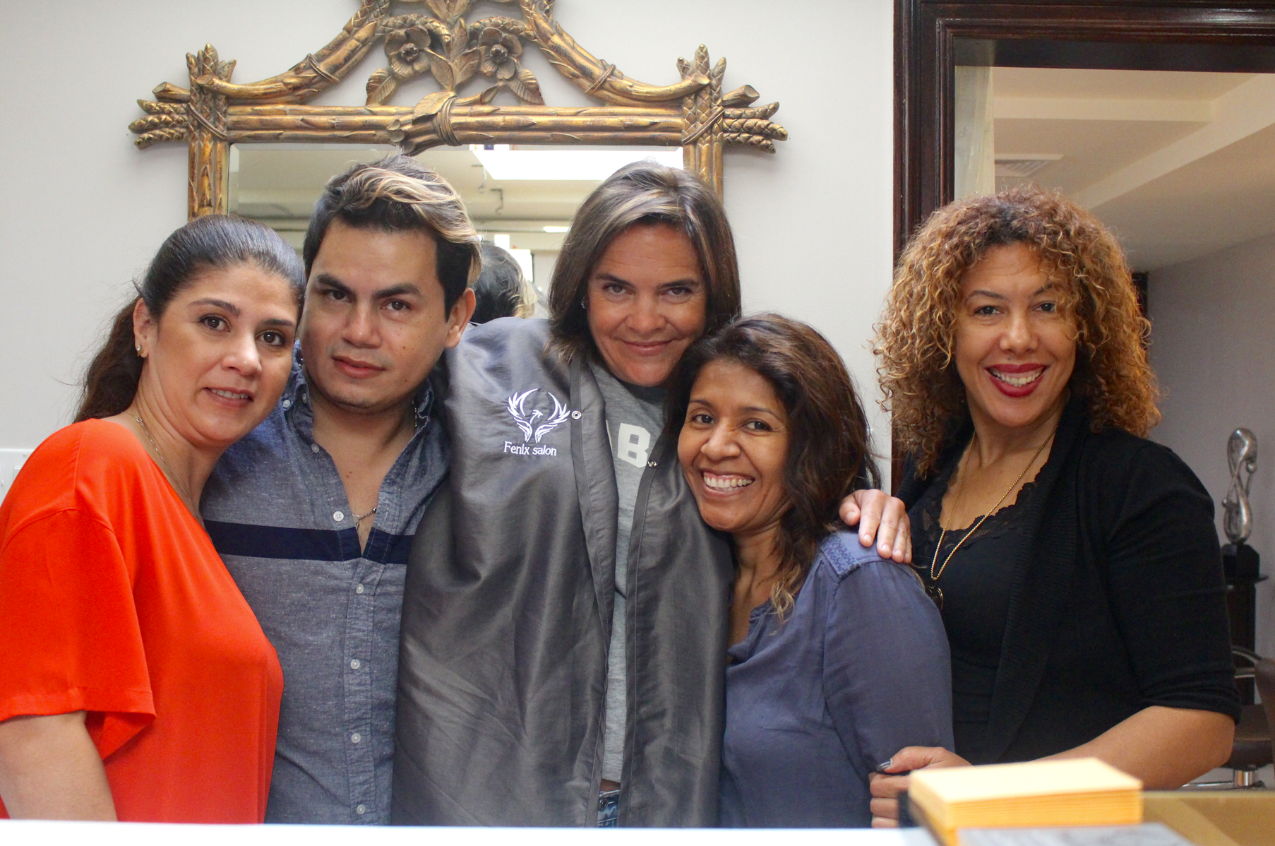 Cindy Moss with the staff at Fenix Salon, Alexandra, John, Sandra and Bella