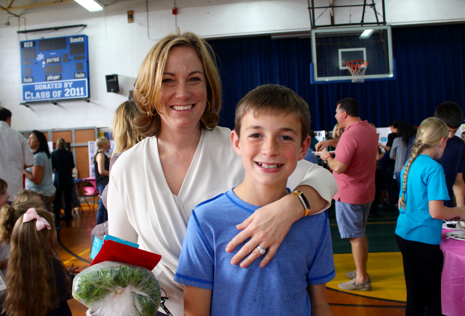 Carolyn Coutant and her son at the Greenwich Catholic School cultural diversity day celebration. Oct 24, 2017 Photo: Leslie Yager