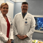 Karen Santucci, MD, medical director of Yale New Haven Children’s Hospital Emergency Department, and Christopher Davison, MD, medical director of Greenwich Hospital’s Emergency Department, in Greenwich’s pediatric Emergency Department waiting room. Contributed photo