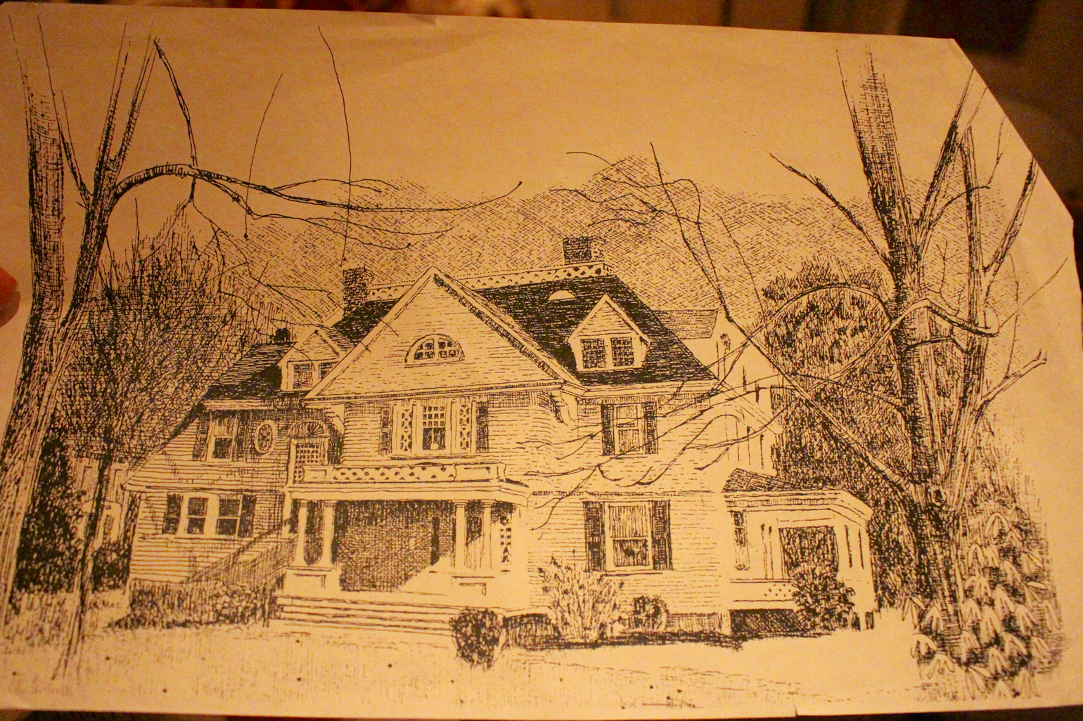 Drawing of the John Sparks House at 107 Maple in Greenwich 