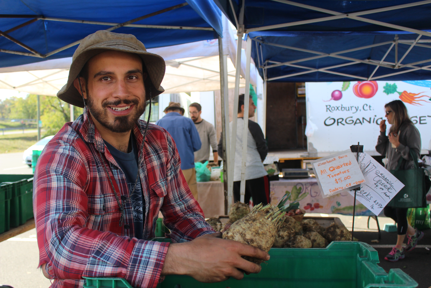 Peter from Riverbank Farm at the Greenwich Farmers Market. October 28, 2017 Photo: Leslie Yager