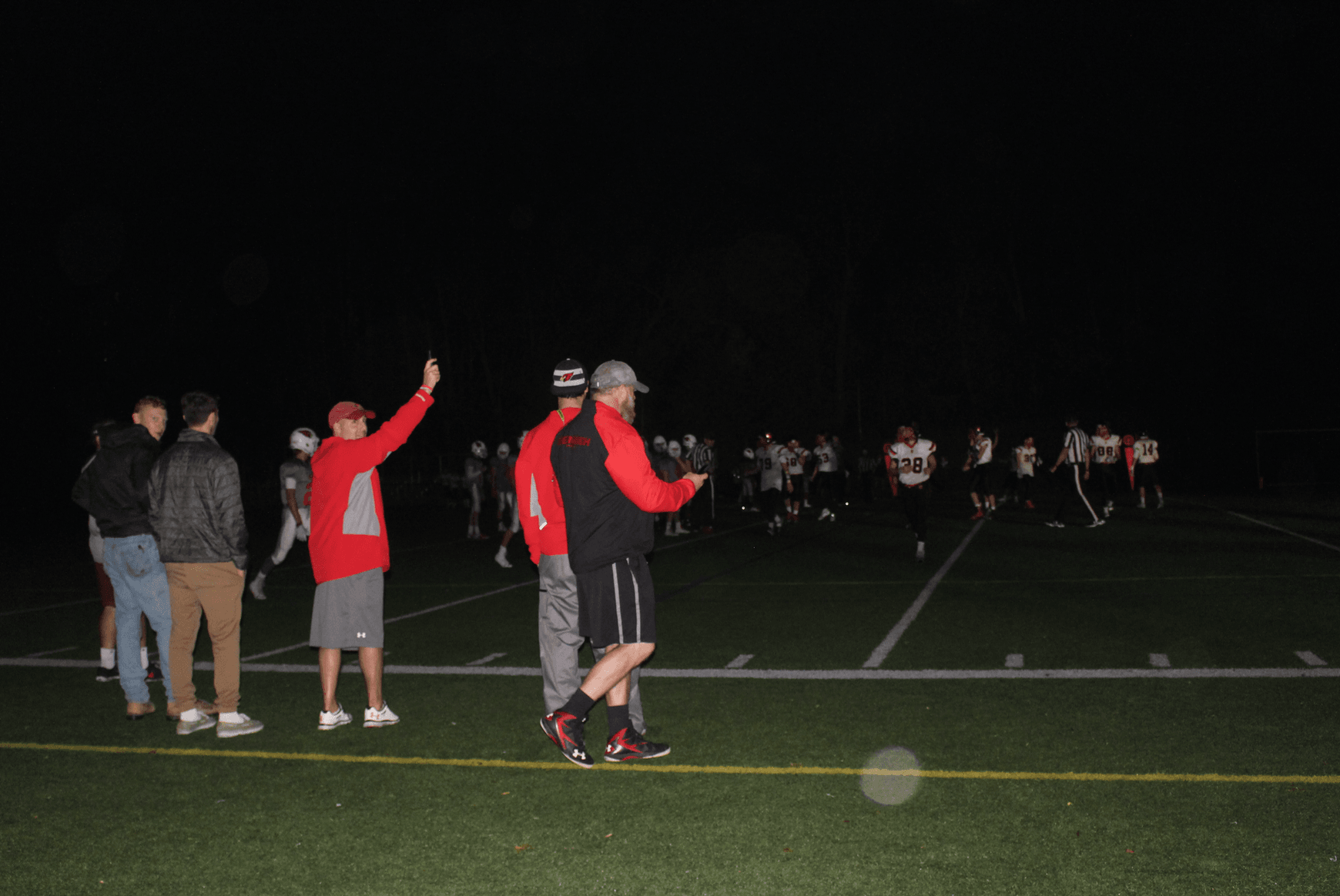 The JV football game versus Ridgefield completed on field 7 with no lights, close to 5:30pm on Nov 6, 2017 Photo: Leslie Yager