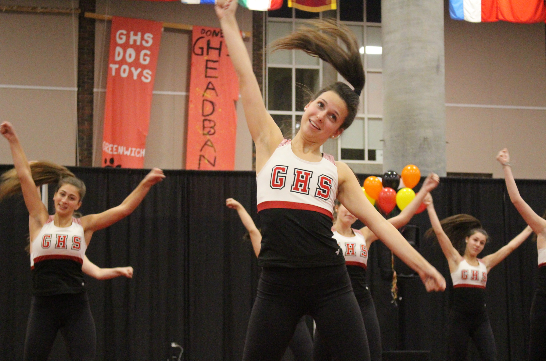 Greenwich High School dance team performed at the GYCL expo in the student center on Nov 5, 2017 Photo: Leslie Yager