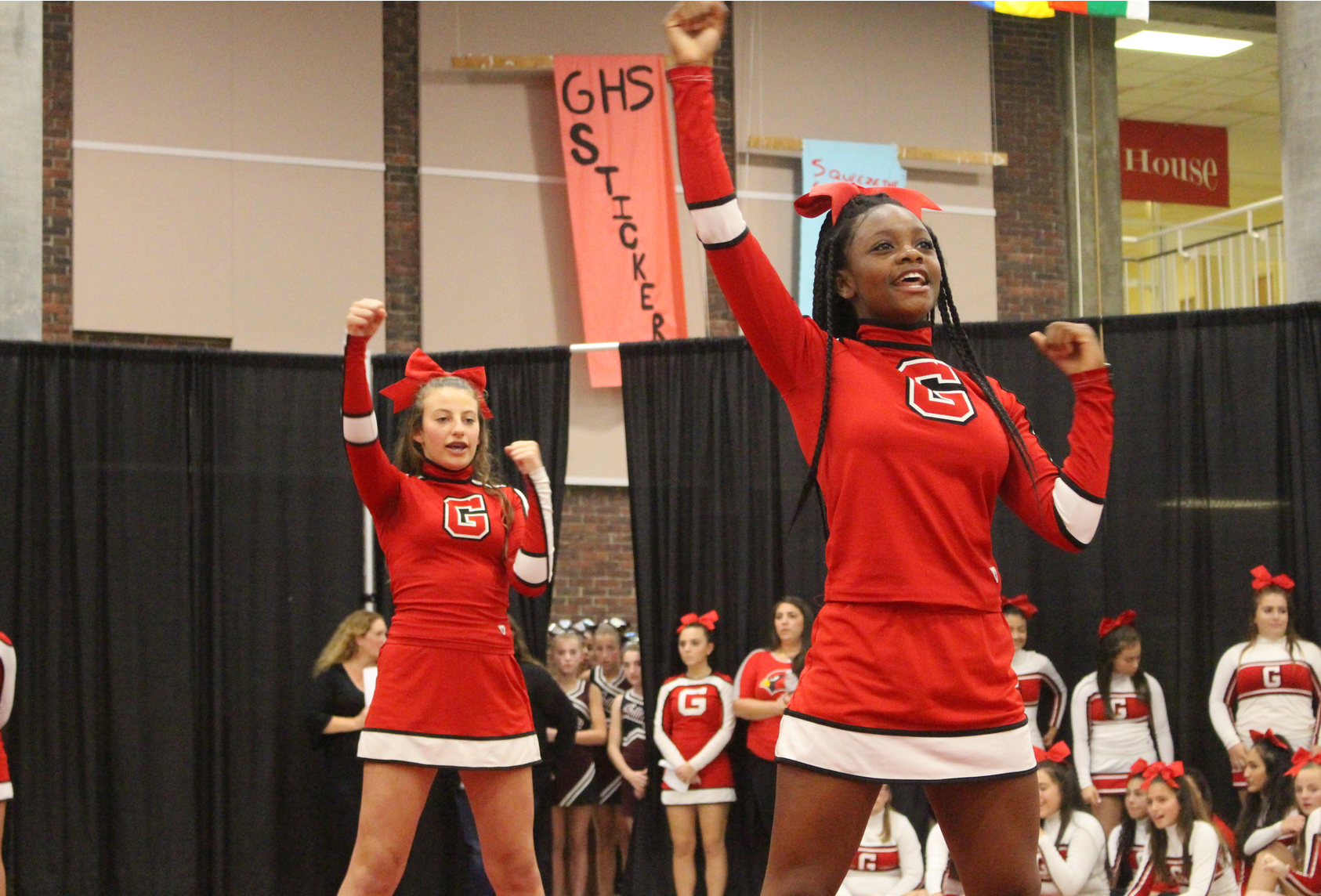 Greenwich High School cheerleaders performed at the GYCL expo in the student center on Nov 5, 2017 Photo: Leslie Yager