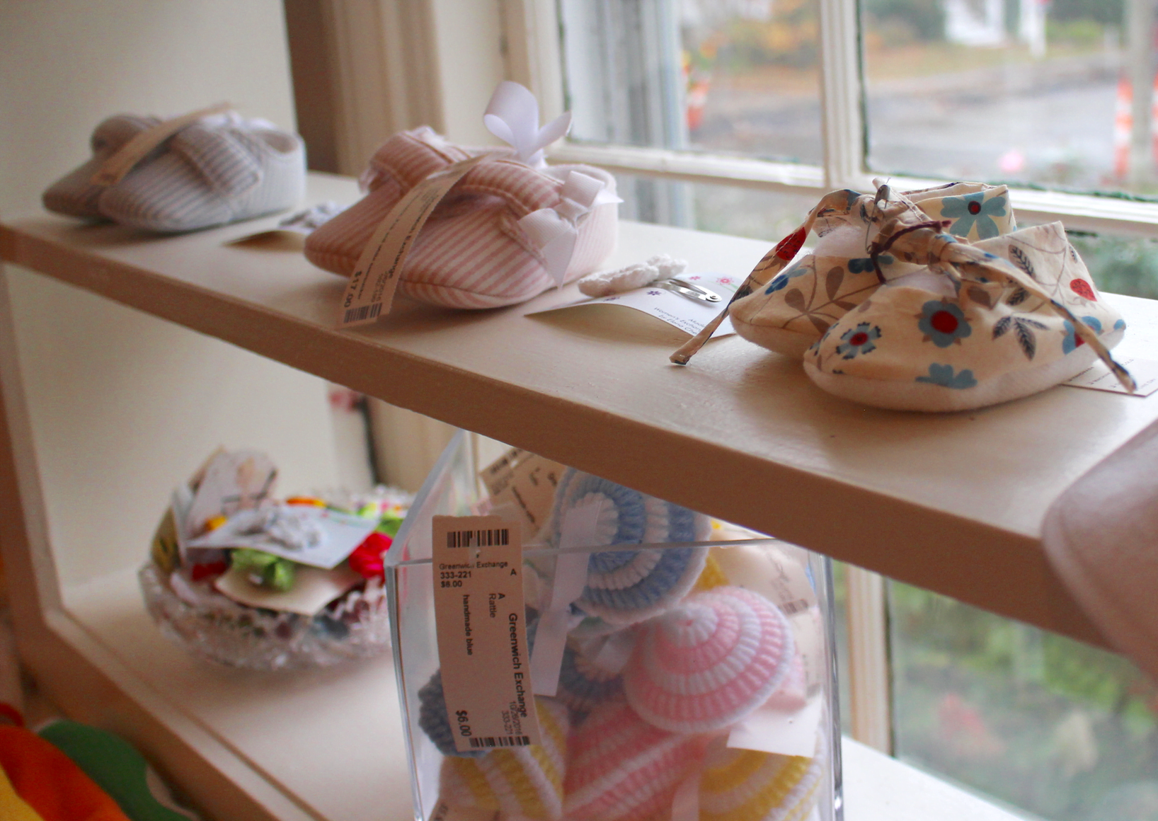 Hand made baby gifts at The Greenwich Exchange for Women's Work. Photo: Leslie Yager