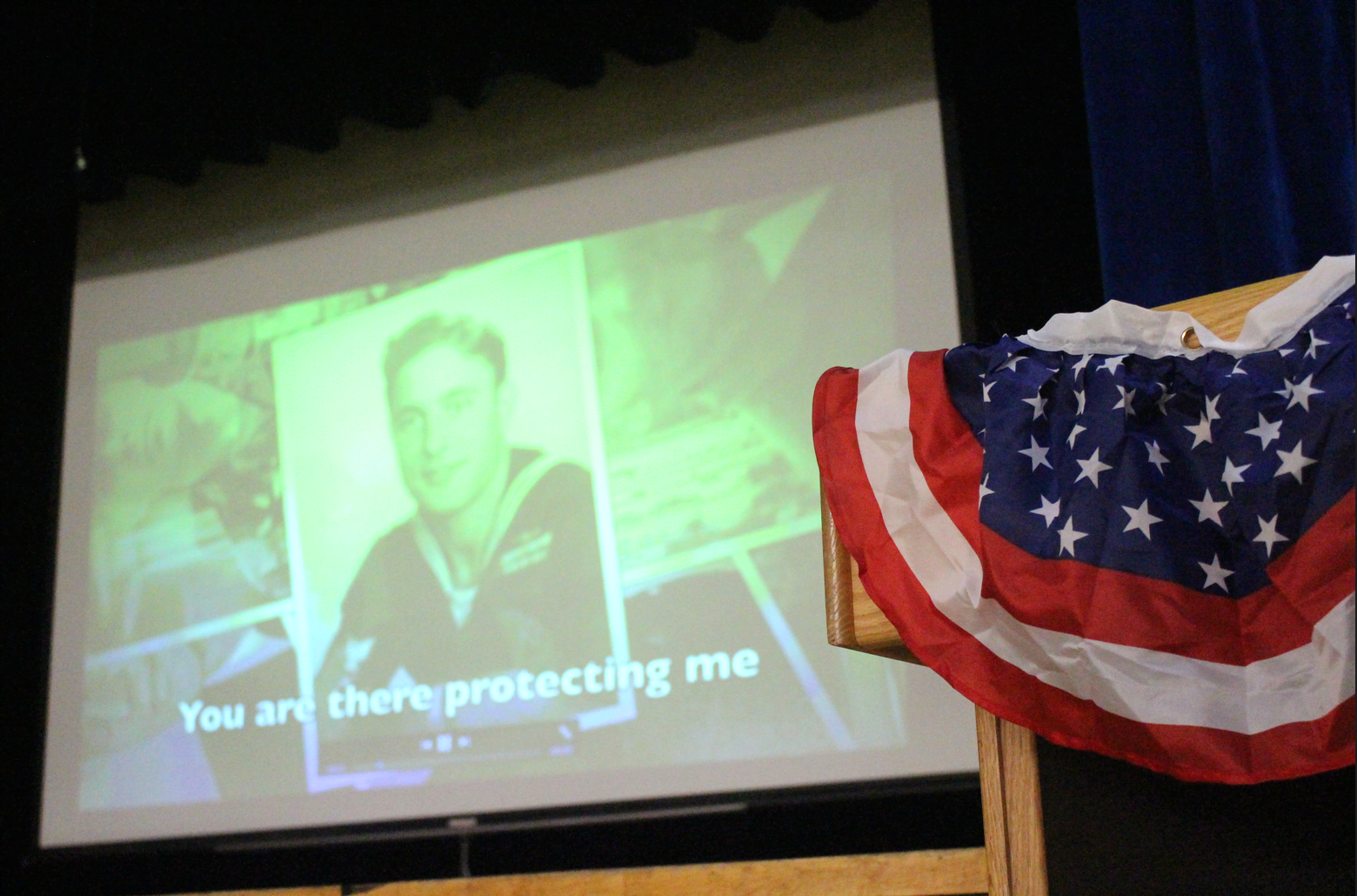 The Veterans Day ceremonies at Parkway School included a slide show of dozens of veterans who are part of the Parkway "family" of students and staff. Nov 9, 2017 Photo: Leslie Yager