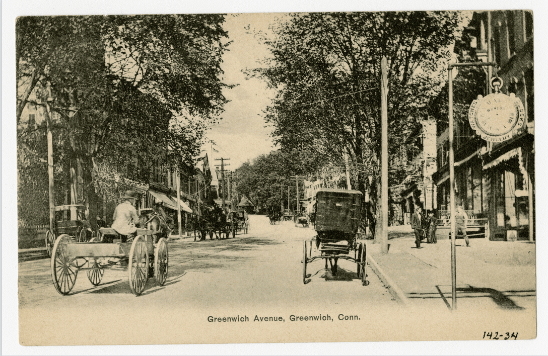 Greenwich Avenue postcard, circa 1910. Courtesy Greenwich Historical Society