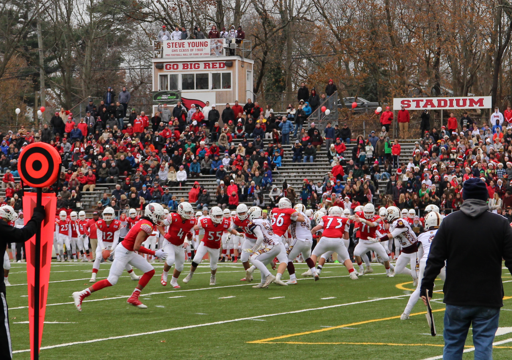 On Sunday, Dec 3, Big Red GHS beat the South Windsor Bobcats 36 to 7. Photo: Leslie Yager