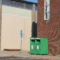 green donation bins at Greenwich High School