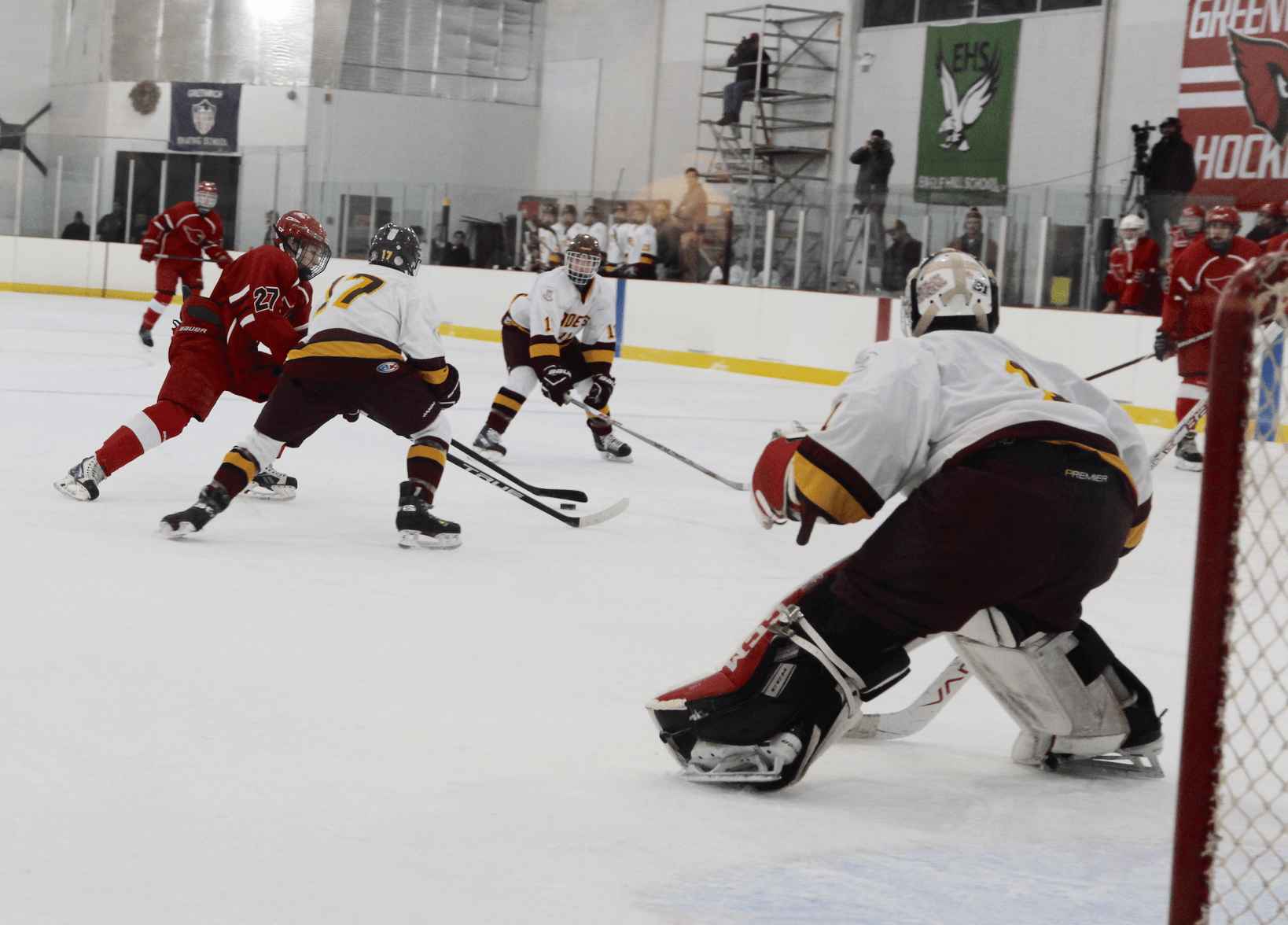 Cardinals dominated the Cadets in the season opener at Hamill Rink, Dec 16, 2017 Photo: Leslie Yager