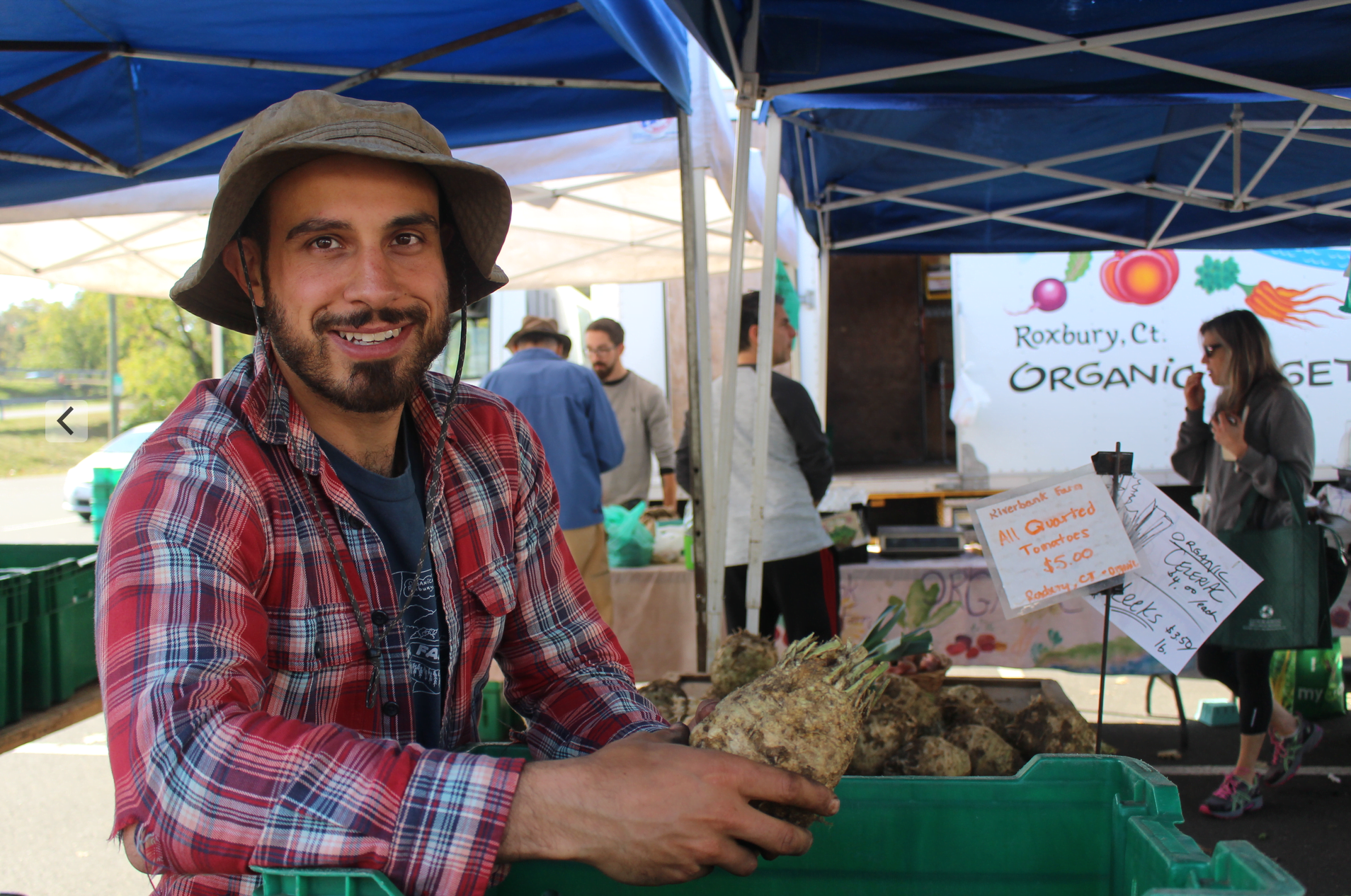 Peter from Riverbank Farm at the Greenwich Farmers Market. 