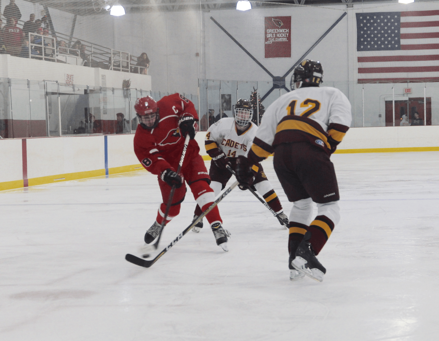 Cardinals dominated the Cadets in the season opener at Hamill Rink, Dec 16, 2017 Photo: Leslie Yager