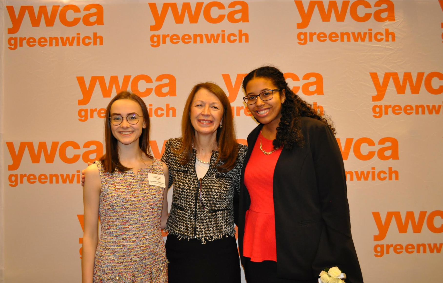 GHS seniors  Cassandra Marcussen (left) René LaPointe Jameson (right) with YWCA president and CEO Mary Lee Kiernan. Contributed photo Jan 19, 2018
