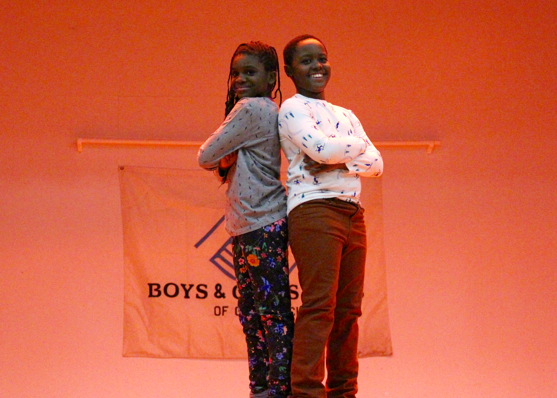 Boys & Girls Club of Greenwich members react to learning they could keep all the Old Navy outfits they modeled on Friday Jan 26, 2018 Photo: Leslie Yager