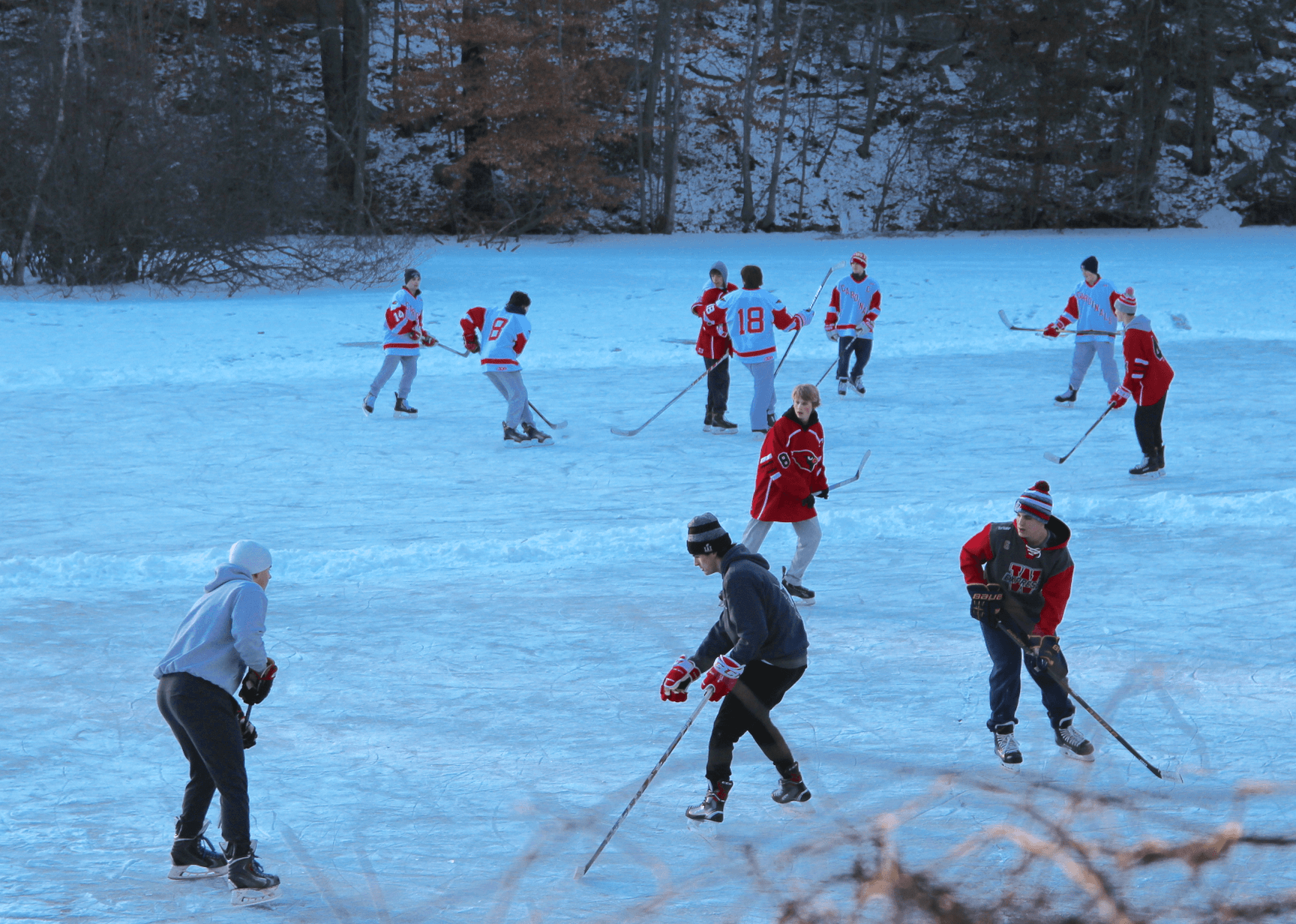 Skating on Pomerance Pond, Jan 1, 2018