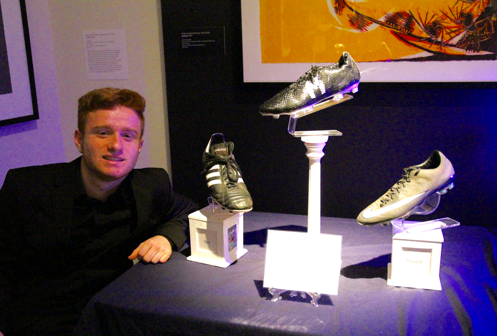 Max Leite with his project, The Evolution of Futbol Boots.