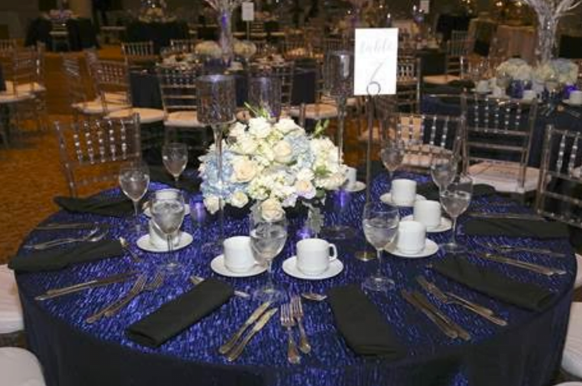 The Temple's Social Hall was decorated in blue, silver and white décor to coincide with the Starry Night theme. Photo credit: Marilyn Roos Photography