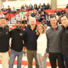 At the dedication for the new bleachers at the GHS gymnasium, Athletic Director Gus Lindine, GAF's Lee Milazzo, Richard Fulton, Casey Fulton, and hockey Coach Chris Rurak and Rob Burton. Feb 9, 2018 Photo: Leslie Yager