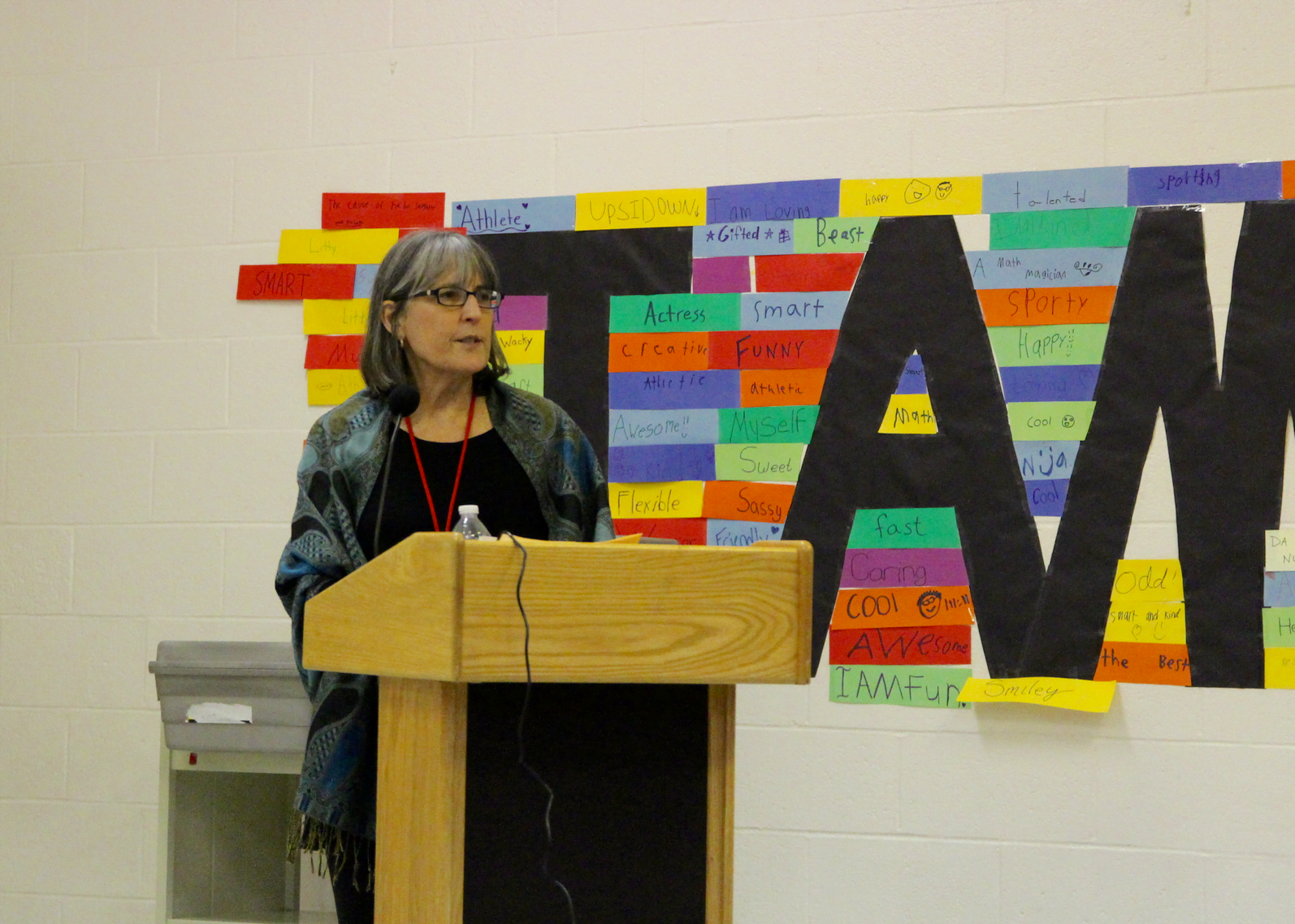 Greenwich Education Association president Carol Sutton addressed the Board of Education on Feb 22, 2108 Photo: Leslie Yager