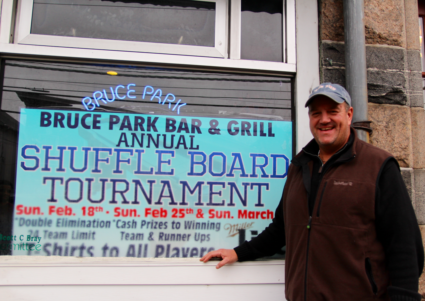 Scott Bray outside his Bruce Park Grill on Feb 25. Photo: Lesie Yager