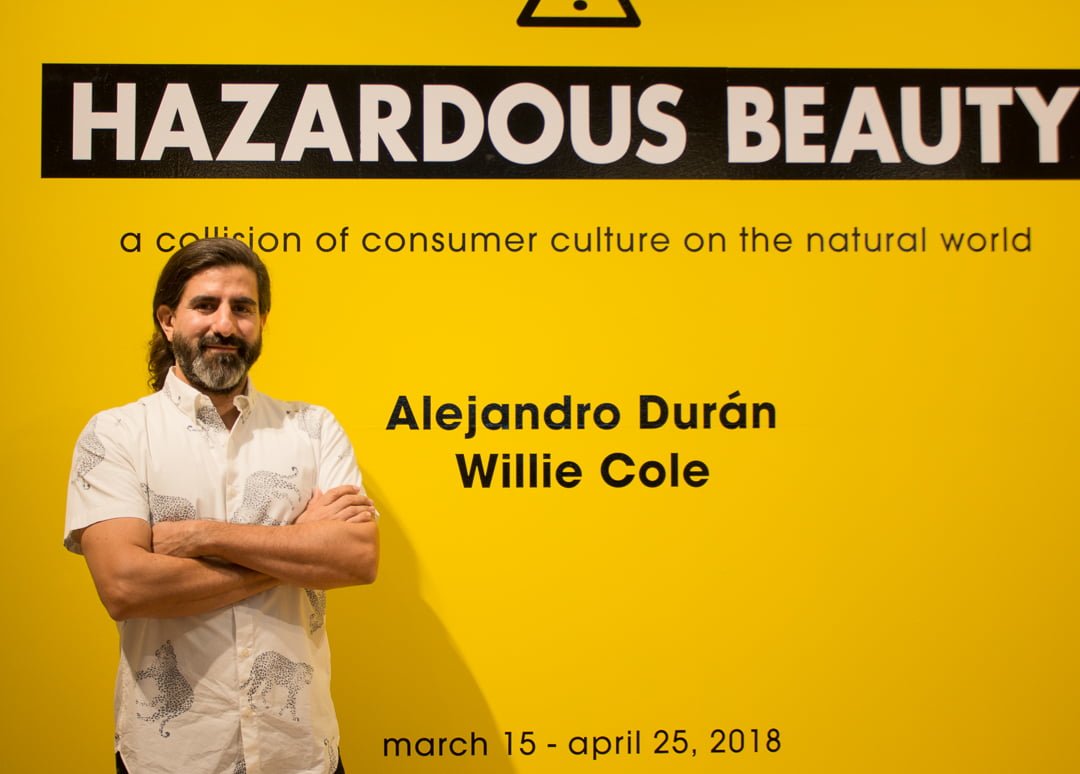 Artist Alejandro Durán at the opening of Hazardous Beauty. Photo: Karen Sheer