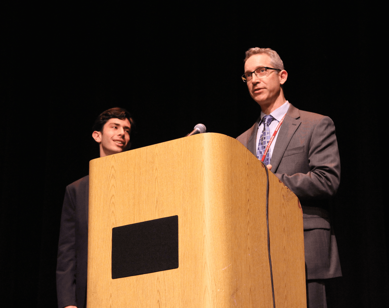 Greg Goldstein was presented the Cantor House award from Jason Goldstein. March 13, 2018 Photo: Leslie Yager