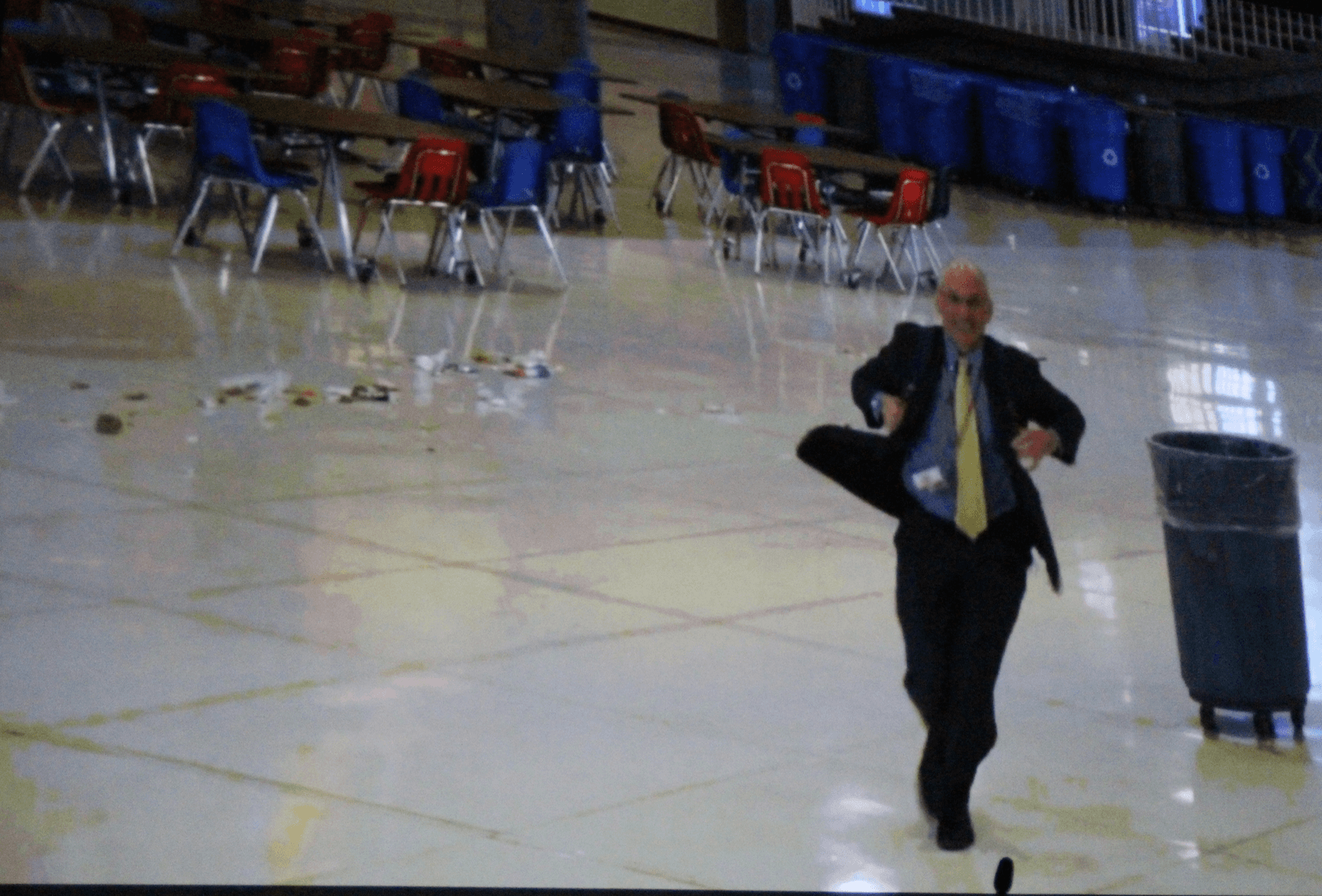 Dr. Winters sprints through the student center in a video during SRO. March 9, 2018