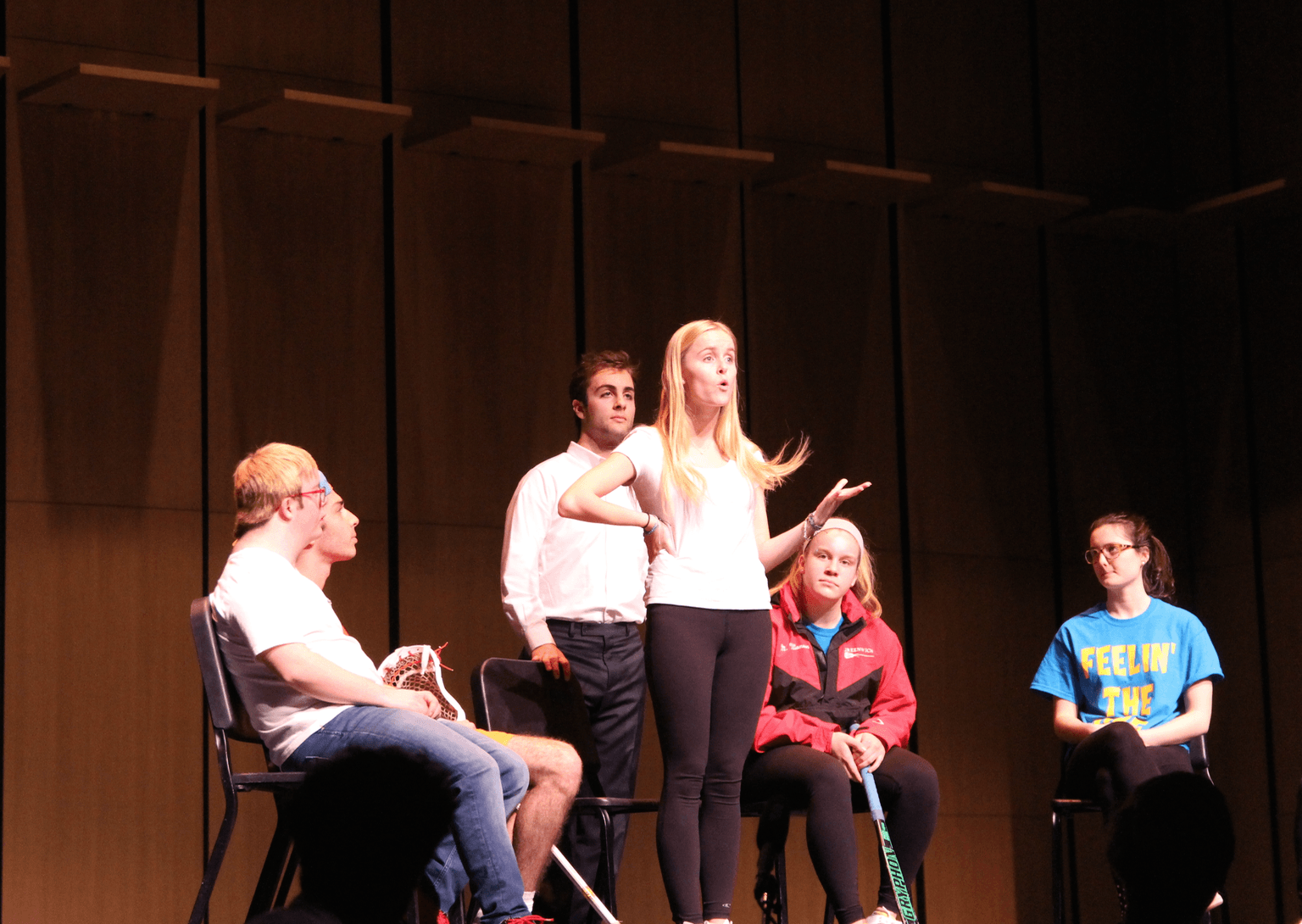 GHS seniors perform a skit in SRO 2018. March 9, 2018 Photo: Leslie Yager
