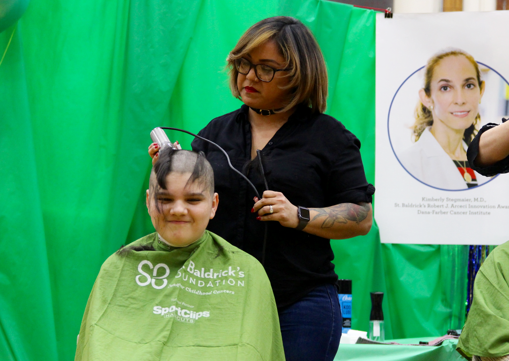 The St. Baldrick's head shaving event at Western Middle School drew a long list of people willing to part with their hair to help advance research into pediatric cancer. March 15, 2018 Photo: Leslie Yager