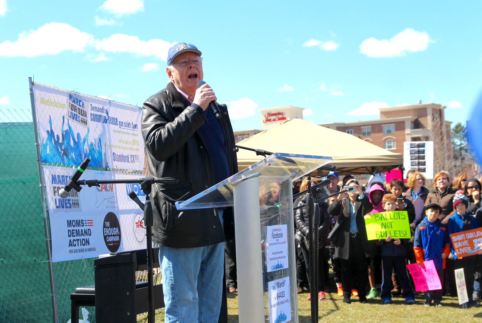 Stamford's Mayor David Martin addressed a crowd in Mill River Park at the March for Our Lives event. March 24, 2018 Photo: Leslie Yager
