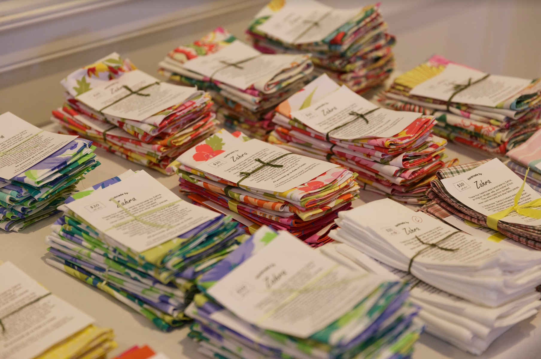 The event featured reusable napkins made by a refugee family from Afghanistan. Contributed phto