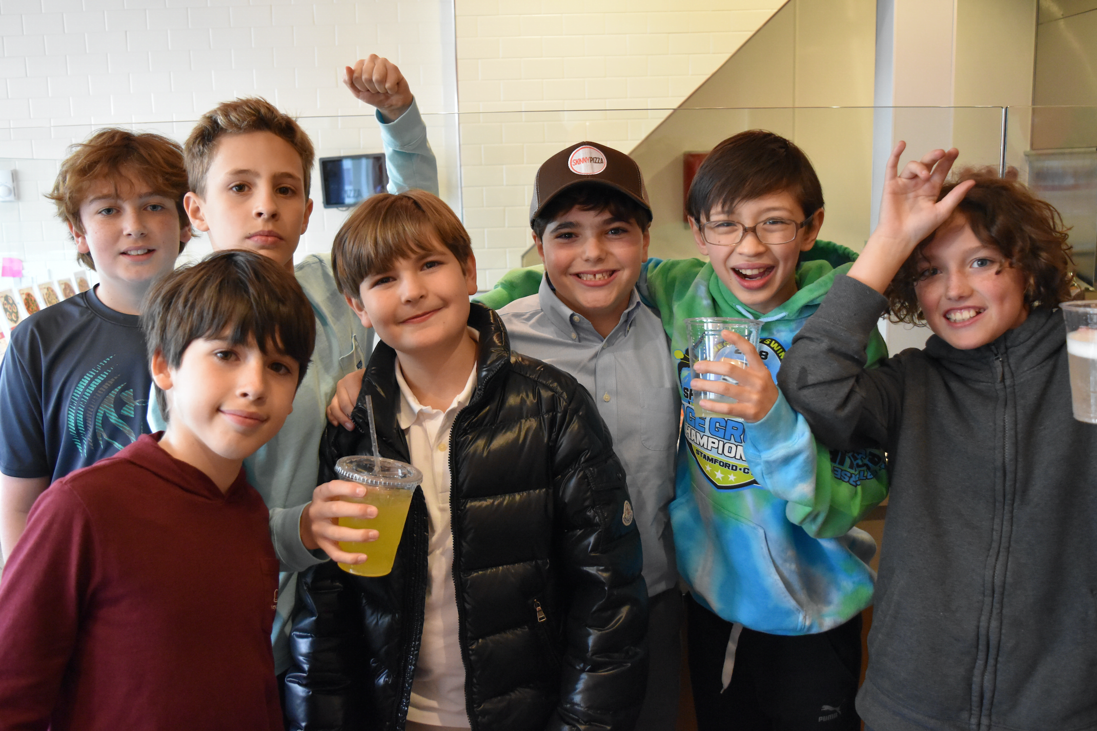 Anthony Bouboulis, a 5th grader at Parkway school, hosted a pizza party for his 5th grade friends at his parents' new Skinny Pizza restaurant on Greenwich Avenue. April 4, 2018 Photo Heather Brown